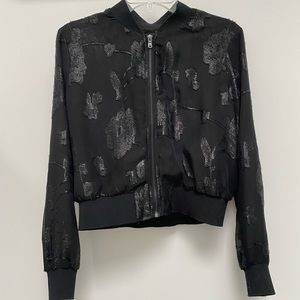 Cropped sheer bomber jacket